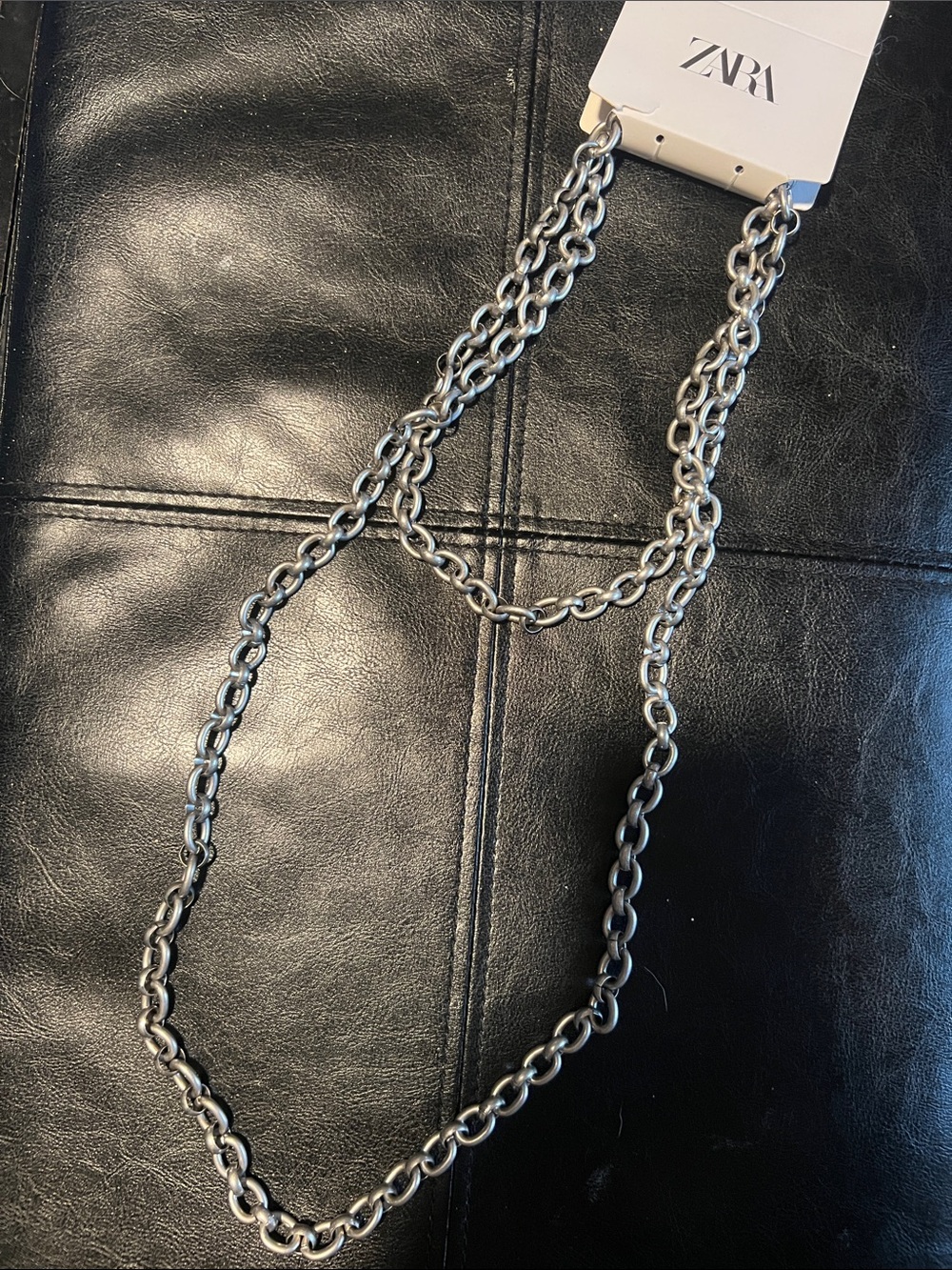 ZARA Silver-Tone Double Layer Chunky Chain Necklace